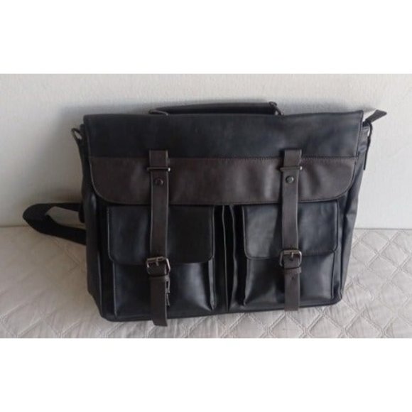 Leather Messenger Bag for Men 17.3 Inch Vintage PU Leather Laptop Bag Briefcase